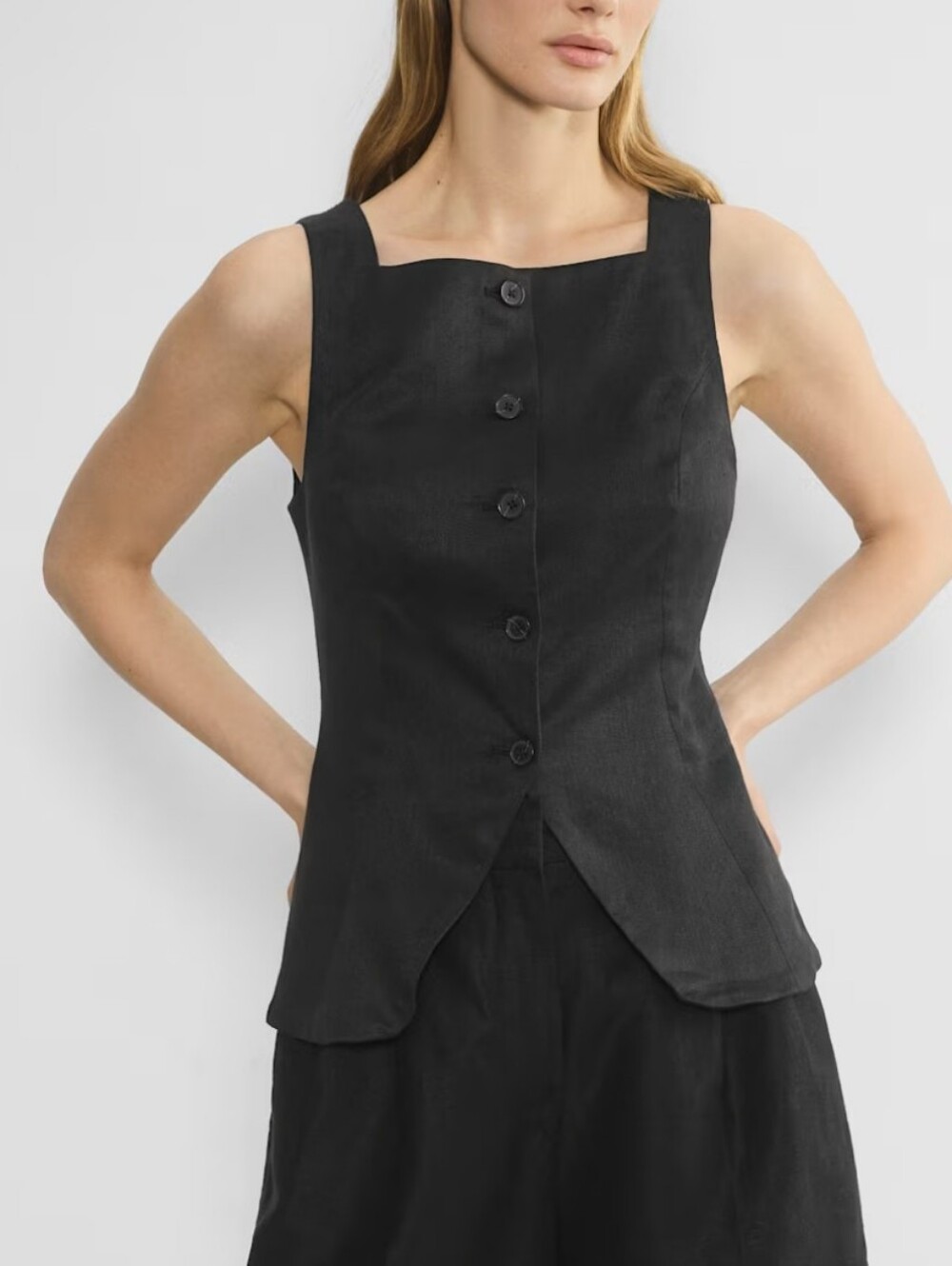 Babaton Hepworth Linen Top Vest Black Size 10